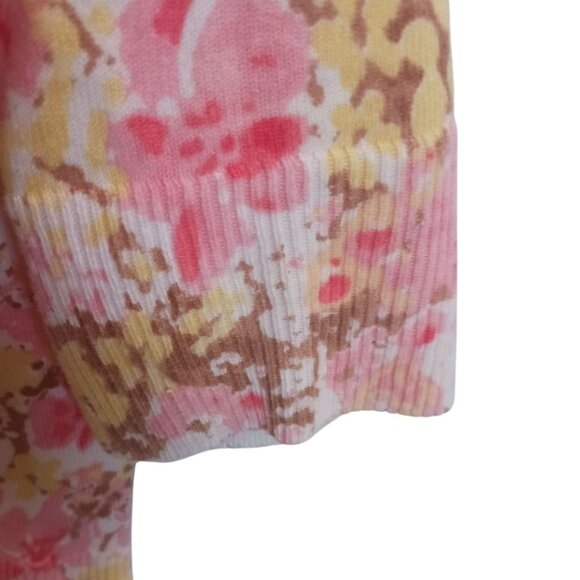 Merona Floral Print Cardigan Sweater Cotton Blend 3/4 Sleeves Mukticolor Small - Picture 10 of 10